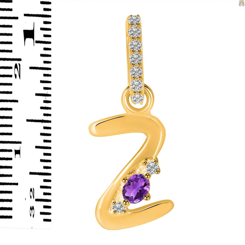 Amethyst & White Topaz Alphabet Z Pendant AMT-RDA-52.