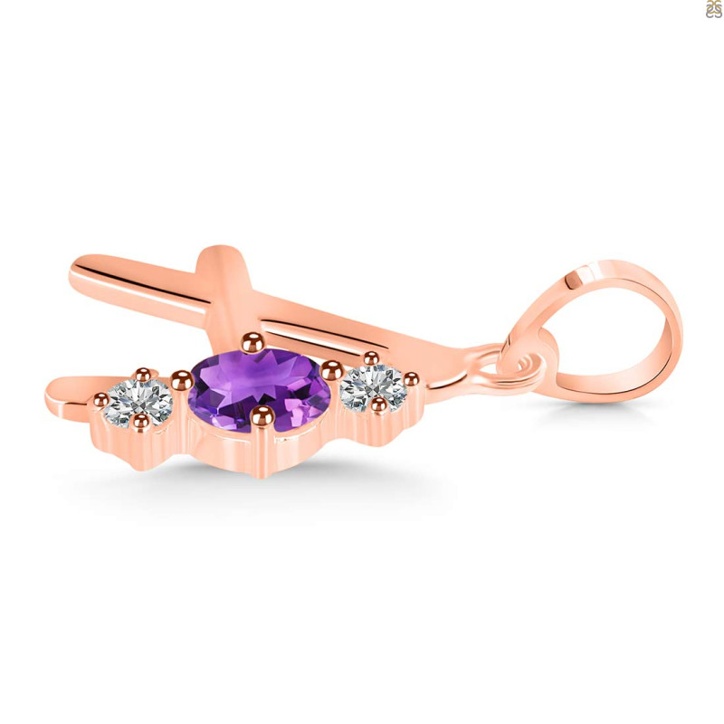 Amethyst & White Topaz Alphabet A Pendant AMT-RDA-53.