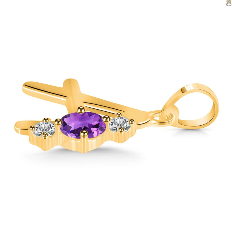 Amethyst & White Topaz Alphabet A Pendant AMT-RDA-53.