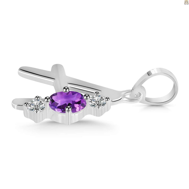 Amethyst & White Topaz Alphabet A Pendant