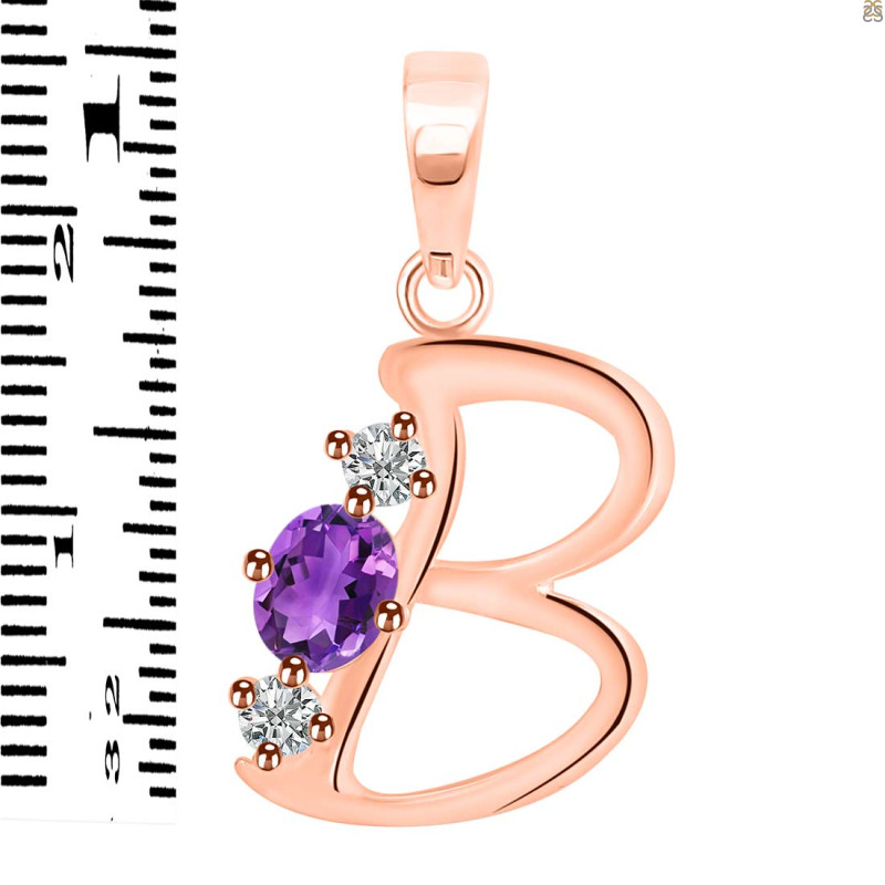 Amethyst & White Topaz Alphabet B Pendant AMT-RDA-54.