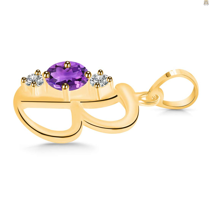 Amethyst & White Topaz Alphabet B Pendant AMT-RDA-54.