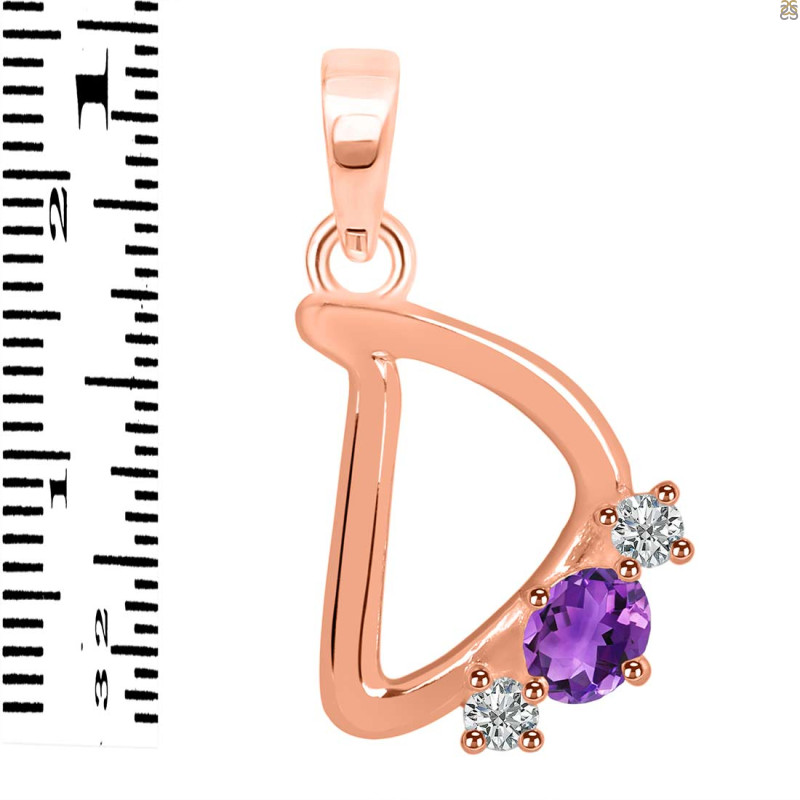 Amethyst & White Topaz Alphabet D Pendant AMT-RDA-56.