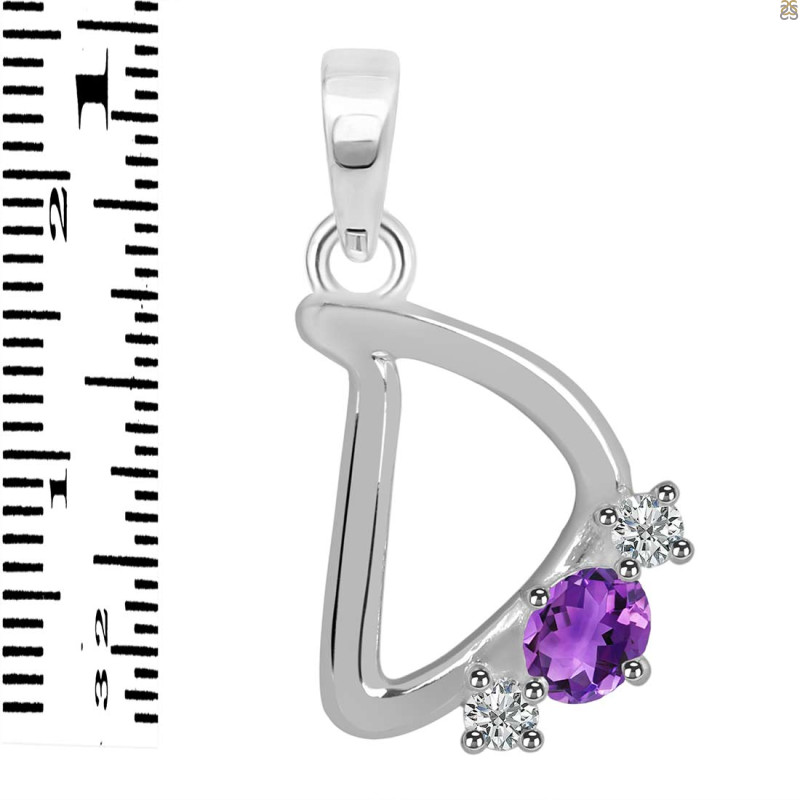 Amethyst & White Topaz Alphabet D Pendant AMT-RDA-56.