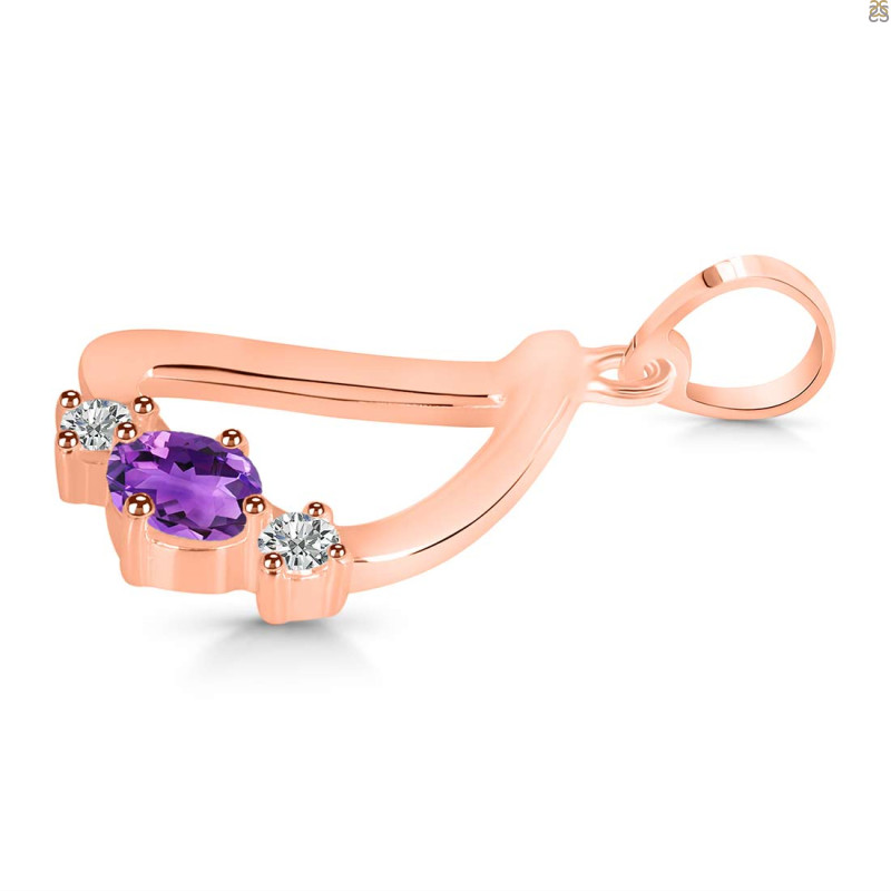 Amethyst & White Topaz Alphabet D Pendant AMT-RDA-56.