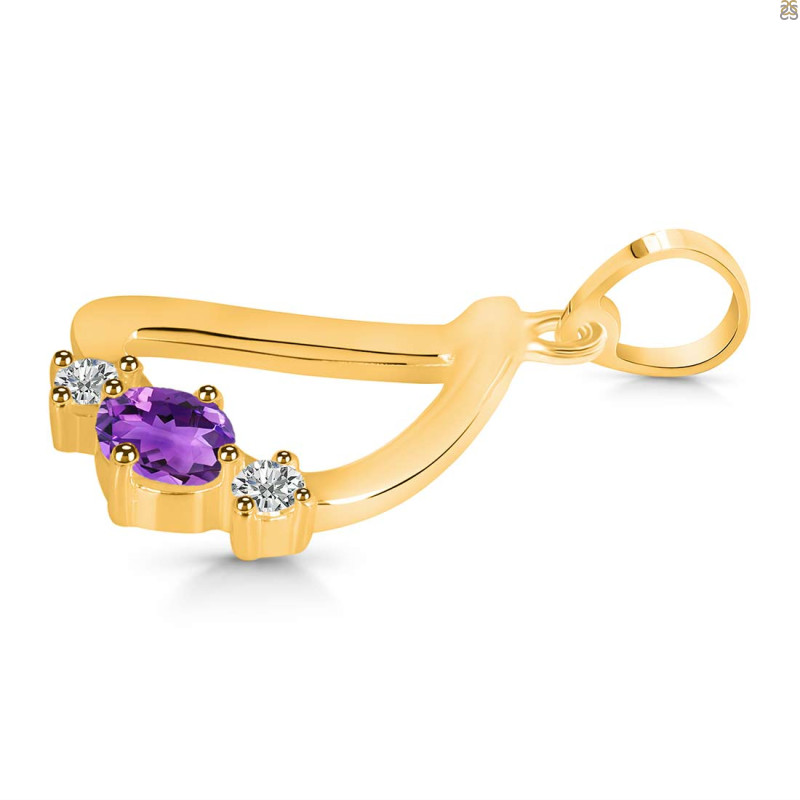 Amethyst & White Topaz Alphabet D Pendant AMT-RDA-56.