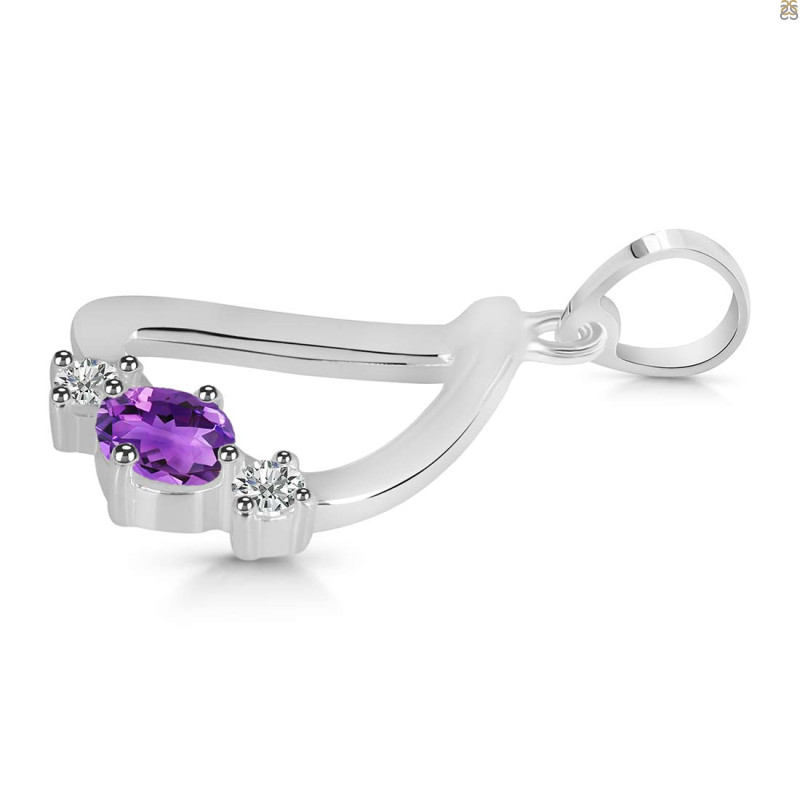 Amethyst & White Topaz Alphabet D Pendant