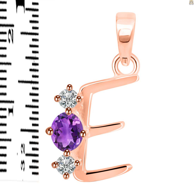 Amethyst & White Topaz Alphabet E Pendant AMT-RDA-57.