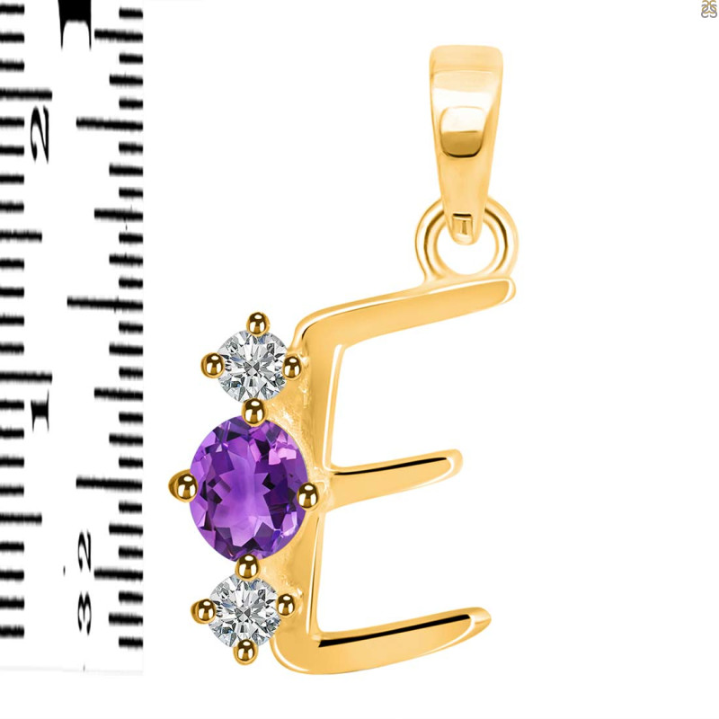 Amethyst & White Topaz Alphabet E Pendant AMT-RDA-57.