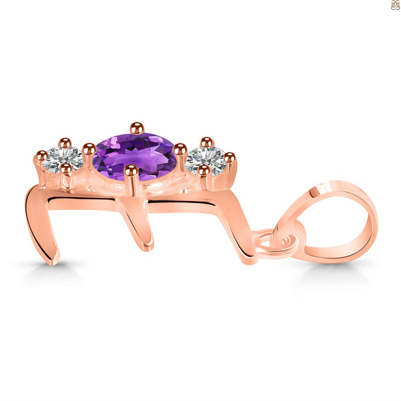 Amethyst & White Topaz Alphabet E Pendant AMT-RDA-57.