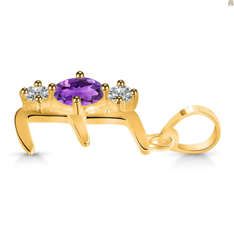 Amethyst & White Topaz Alphabet E Pendant AMT-RDA-57.