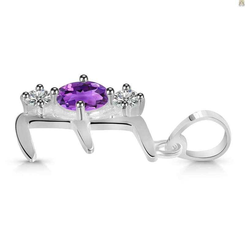 Amethyst & White Topaz Alphabet E Pendant