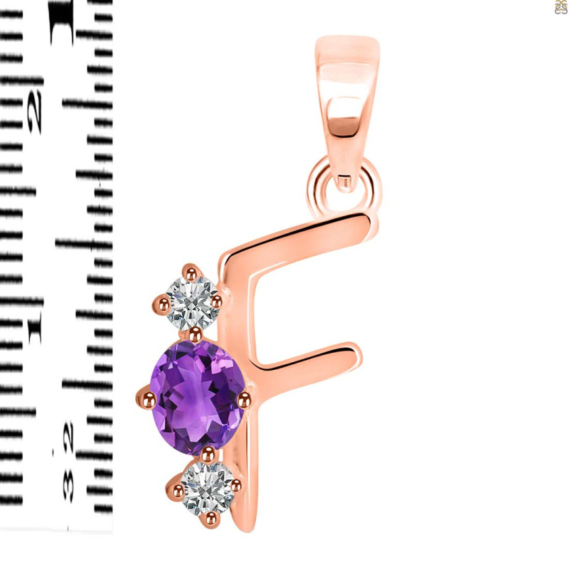 Amethyst & White Topaz Alphabet F Pendant AMT-RDA-58.