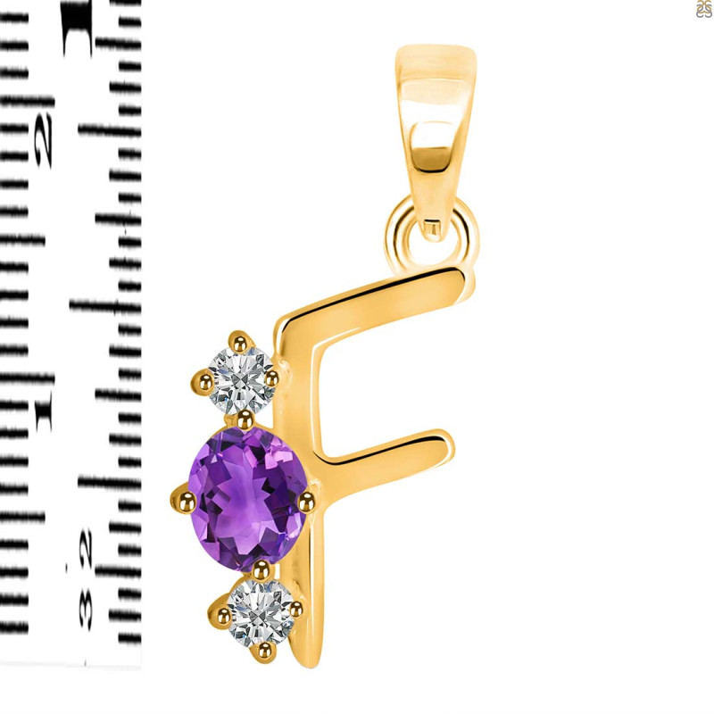 Amethyst & White Topaz Alphabet F Pendant AMT-RDA-58.