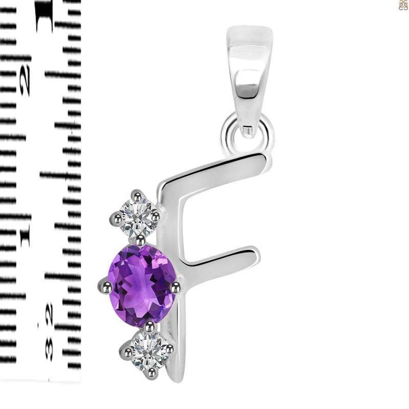 Amethyst & White Topaz Alphabet F Pendant AMT-RDA-58.