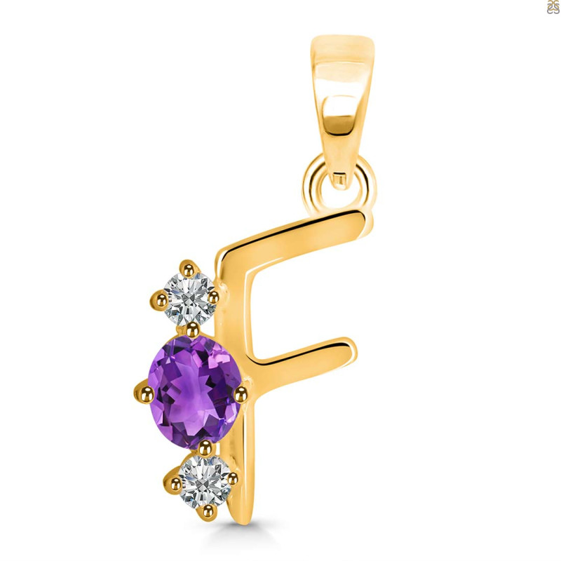Amethyst & White Topaz Alphabet F Pendant AMT-RDA-58.