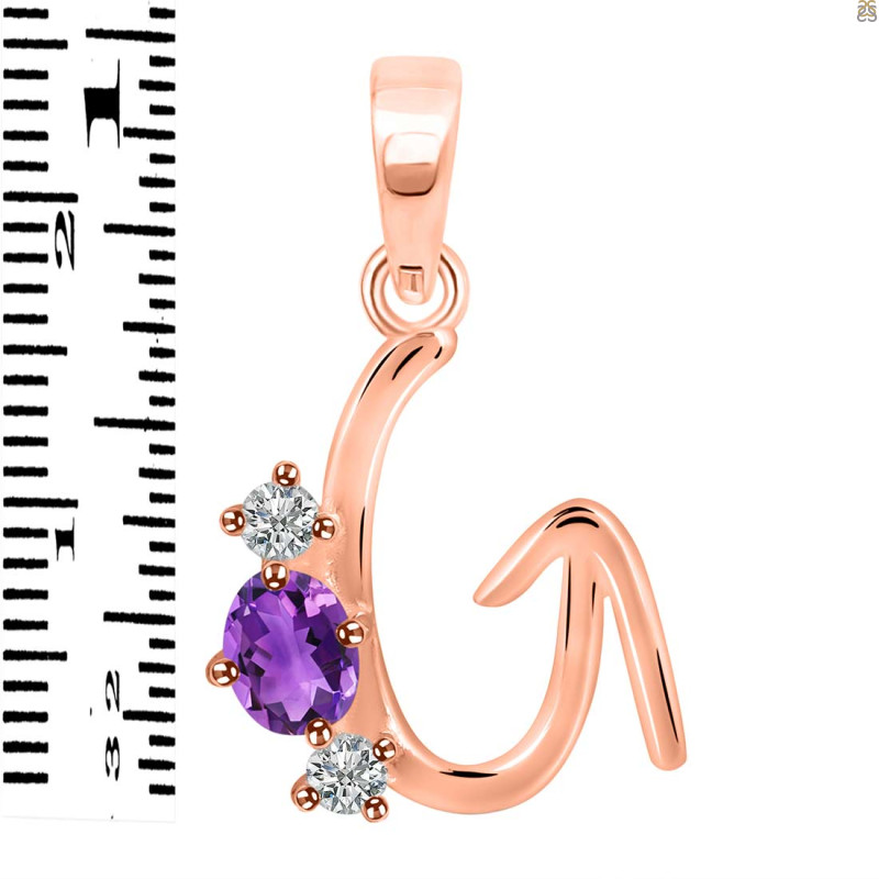 Amethyst & White Topaz Alphabet G Pendant AMT-RDA-59.