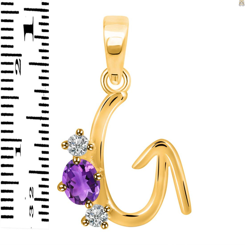 Amethyst & White Topaz Alphabet G Pendant AMT-RDA-59.