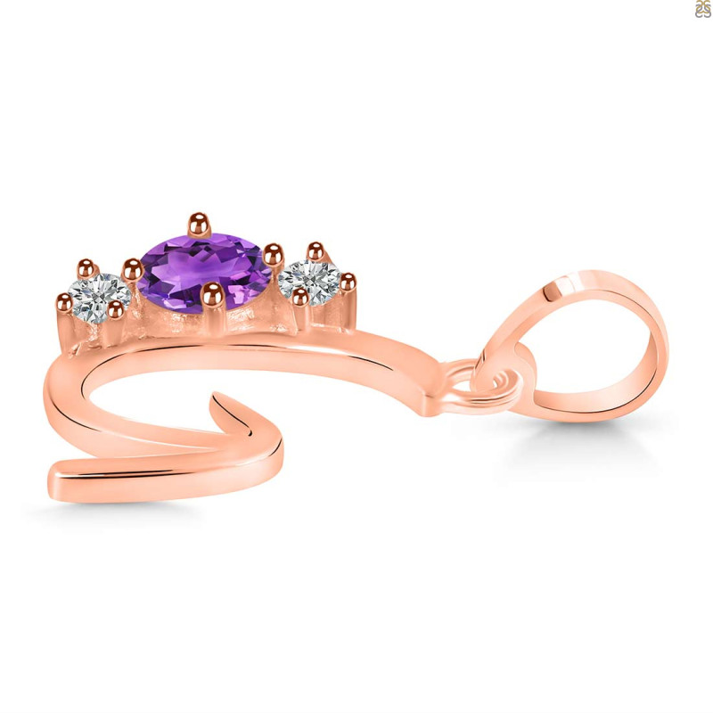 Amethyst & White Topaz Alphabet G Pendant AMT-RDA-59.