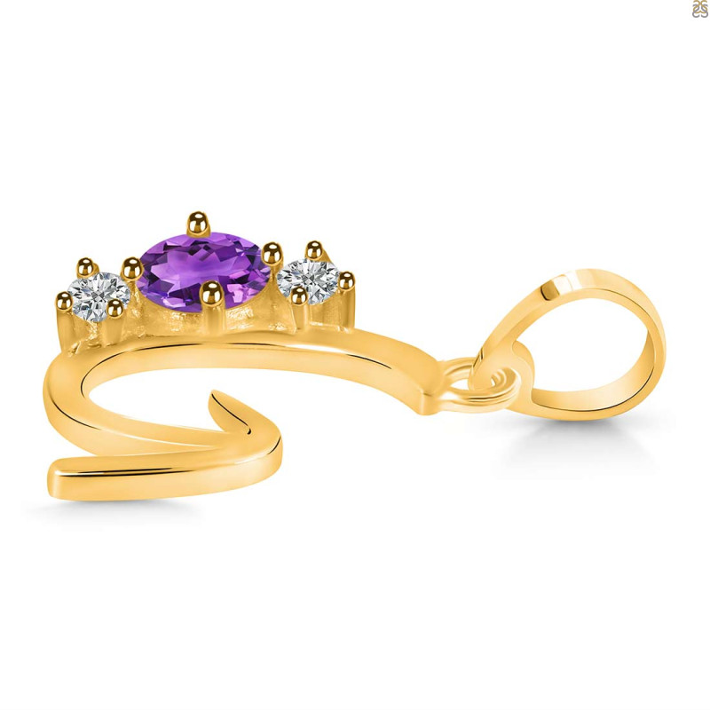 Amethyst & White Topaz Alphabet G Pendant AMT-RDA-59.