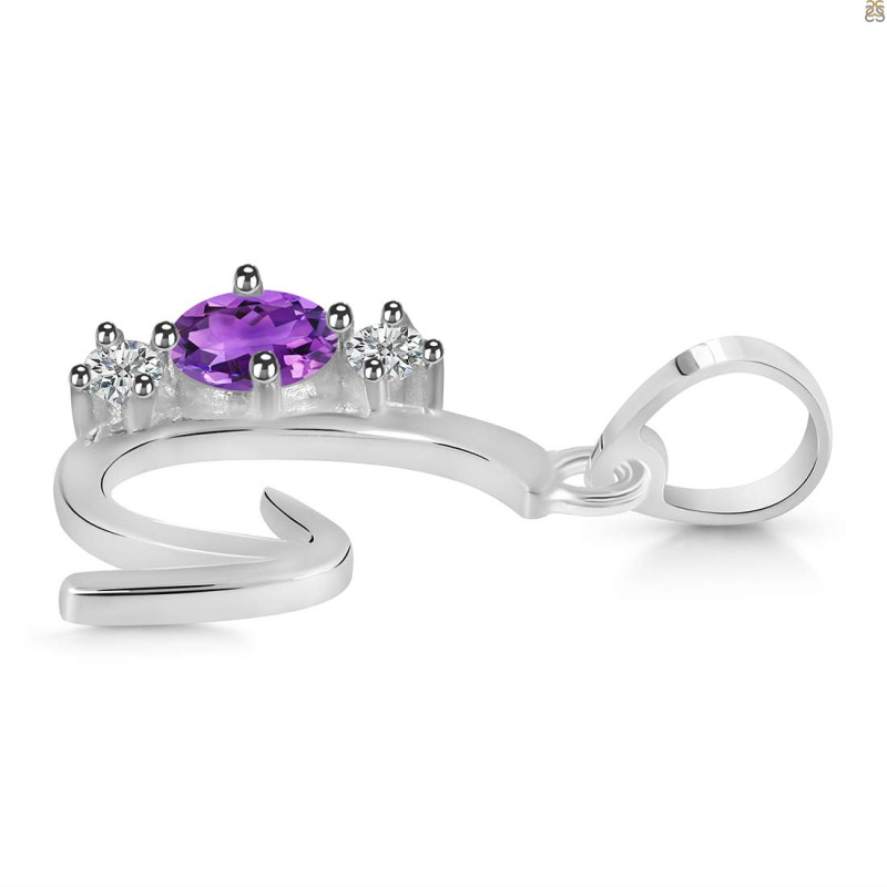 Amethyst & White Topaz Alphabet G Pendant