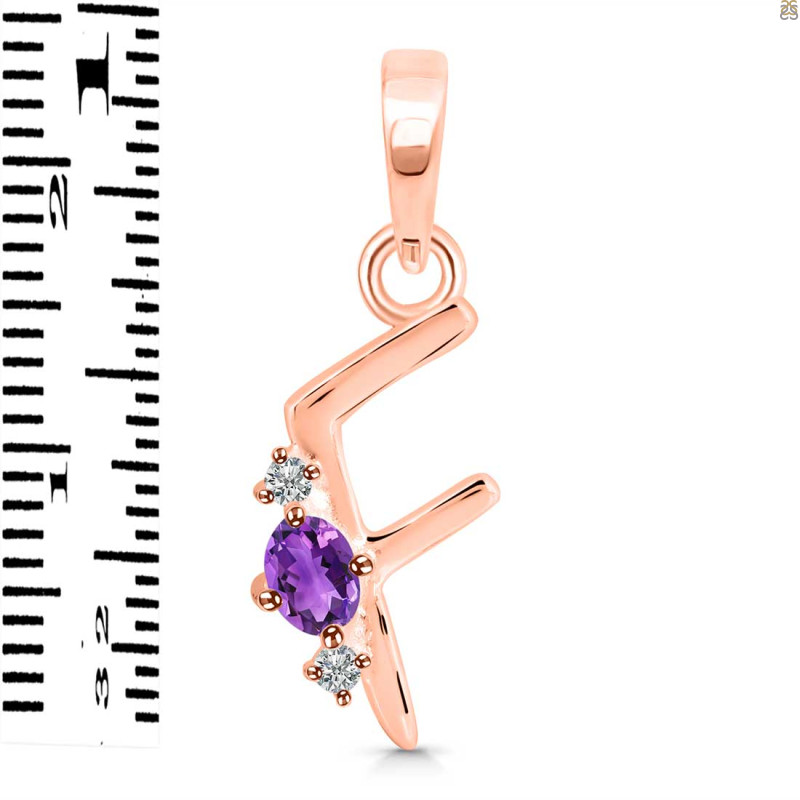 Amethyst & White Topaz Alphabet F Pendant AMT-RDA-6.