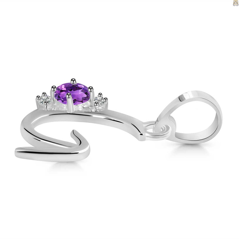 Amethyst & White Topaz Alphabet G Pendant