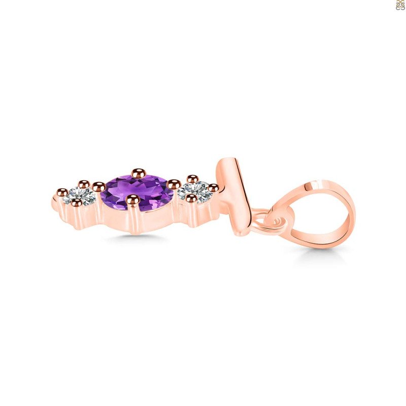 Amethyst & White Topaz Alphabet T Pendant AMT-RDA-72.