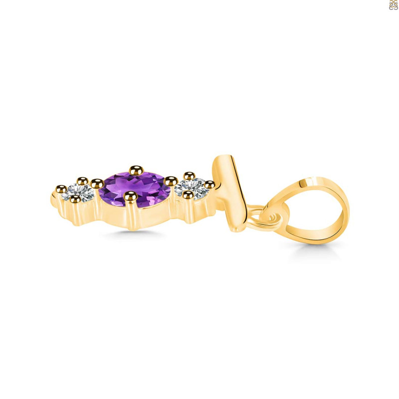 Amethyst & White Topaz Alphabet T Pendant AMT-RDA-72.