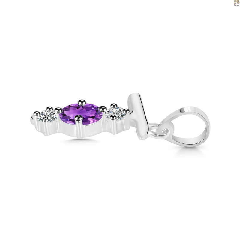 Amethyst & White Topaz Alphabet T Pendant