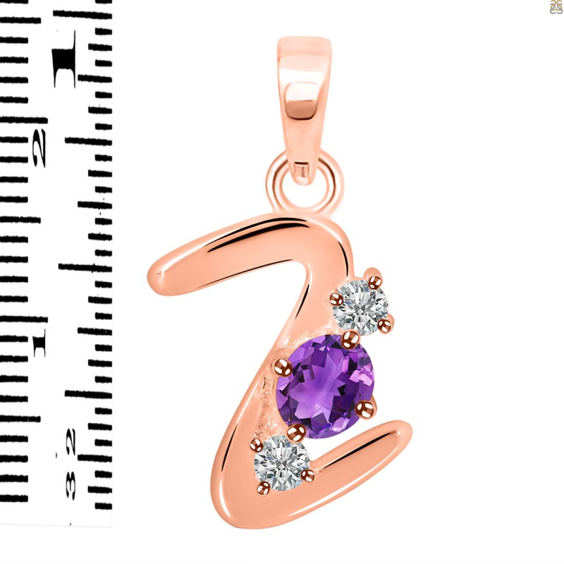 Amethyst & White Topaz Alphabet Z Pendant AMT-RDA-78.