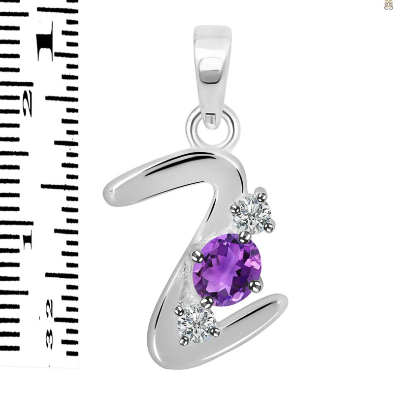 Amethyst & White Topaz Alphabet Z Pendant AMT-RDA-78.