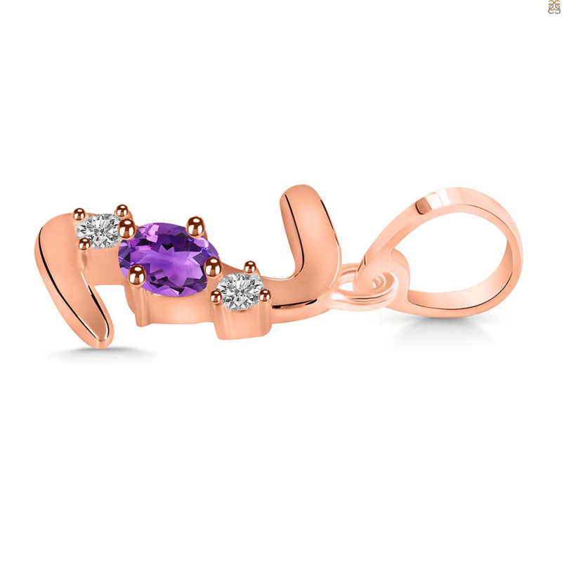 Amethyst & White Topaz Alphabet Z Pendant AMT-RDA-78.