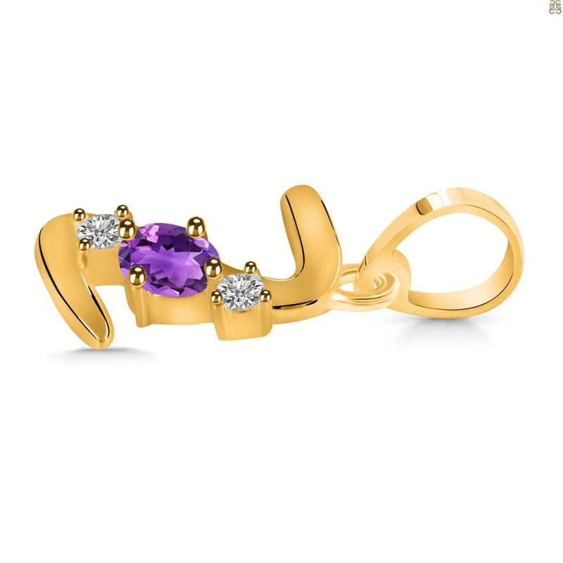 Amethyst & White Topaz Alphabet Z Pendant AMT-RDA-78.