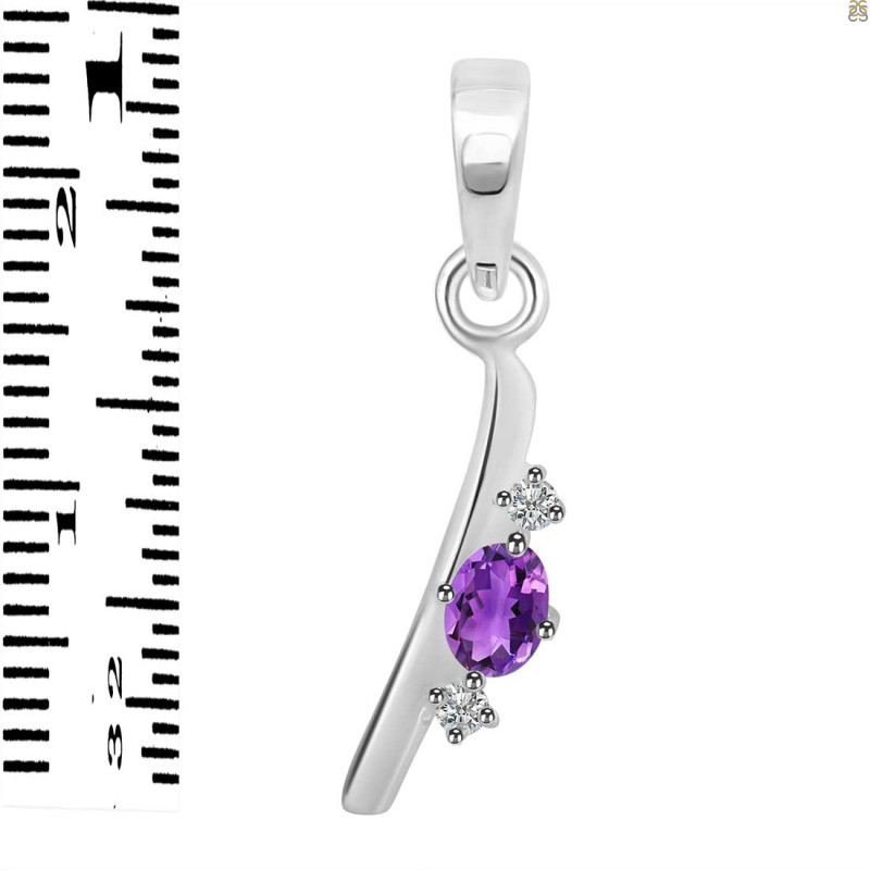 Amethyst & White Topaz Alphabet I Pendant AMT-RDA-9.
