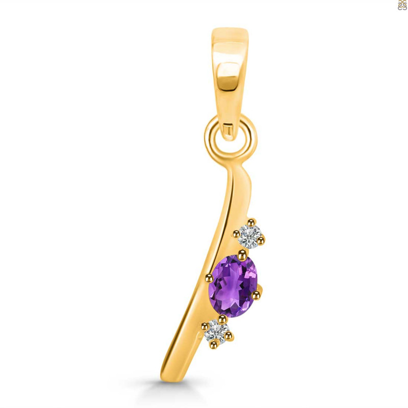 Amethyst & White Topaz Alphabet I Pendant AMT-RDA-9.