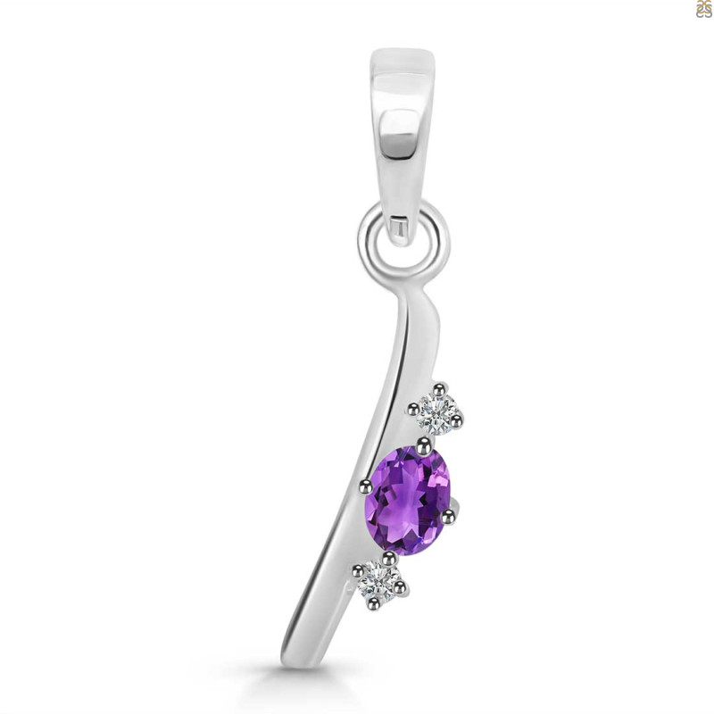 Amethyst & White Topaz Alphabet I Pendant AMT-RDA-9.