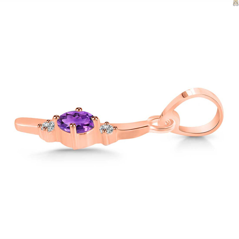 Amethyst & White Topaz Alphabet I Pendant AMT-RDA-9.