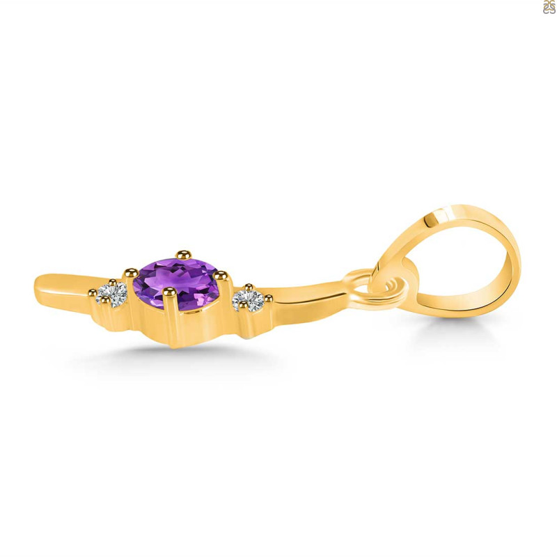 Amethyst & White Topaz Alphabet I Pendant AMT-RDA-9.