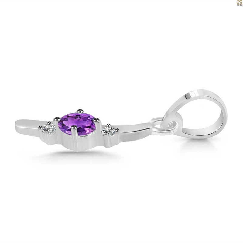 Amethyst & White Topaz Alphabet I Pendant