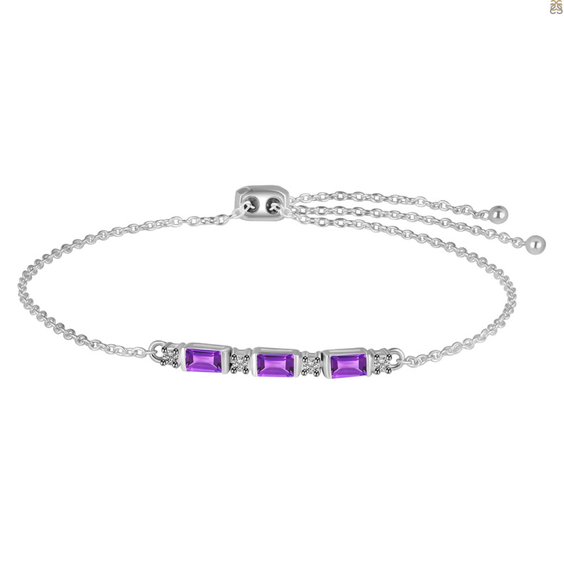 Amethyst & White Topaz Bracelet AMT-RDB-139.