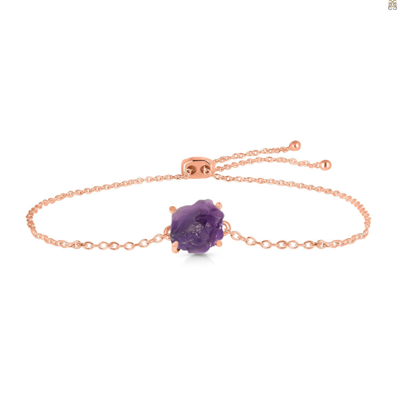 Amethyst Raw Crystal Bracelet With Adjustable Camera Lock AMT-RB-200-CAMERA-LOCK.