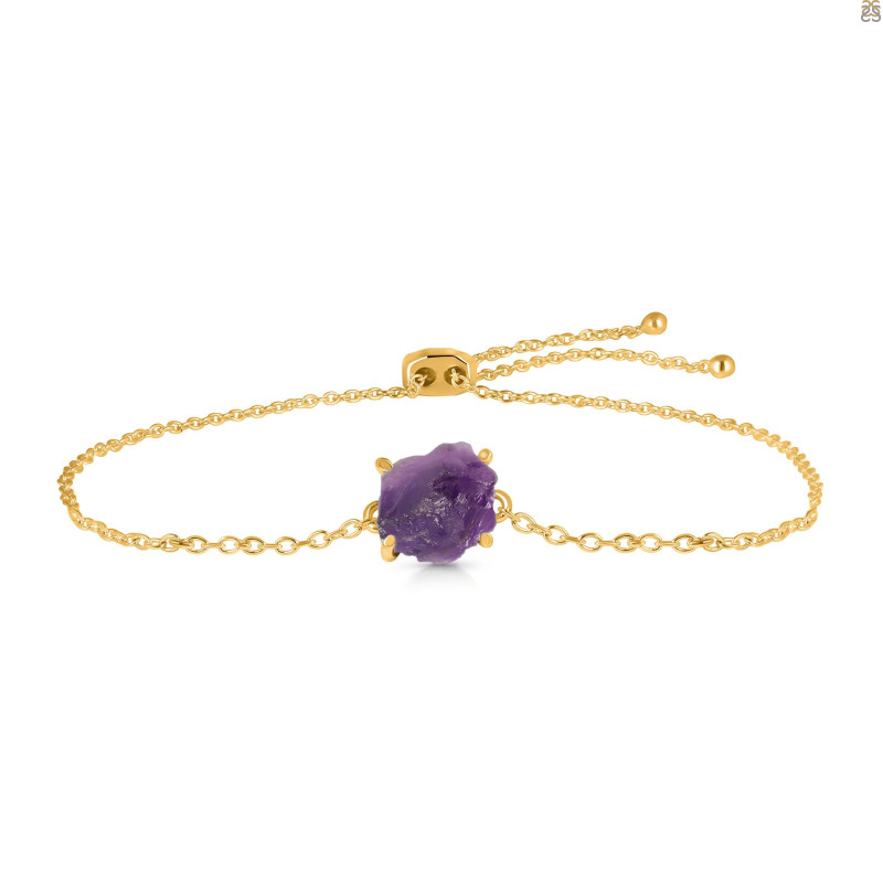 Amethyst Raw Crystal Bracelet With Adjustable Camera Lock AMT-RB-200-CAMERA-LOCK.