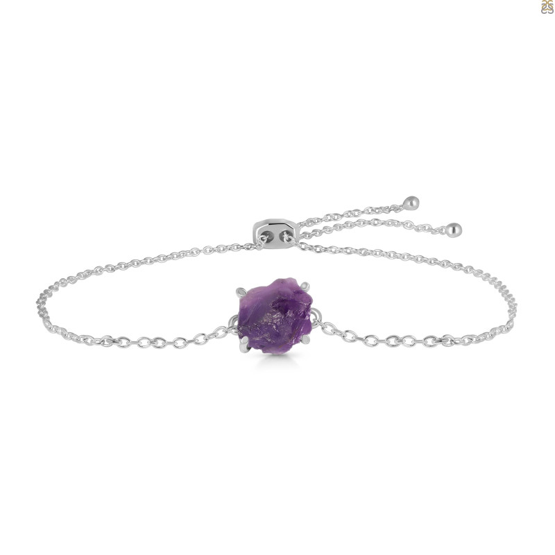 Amethyst Raw Crystal Bracelet With Adjustable Camera Lock