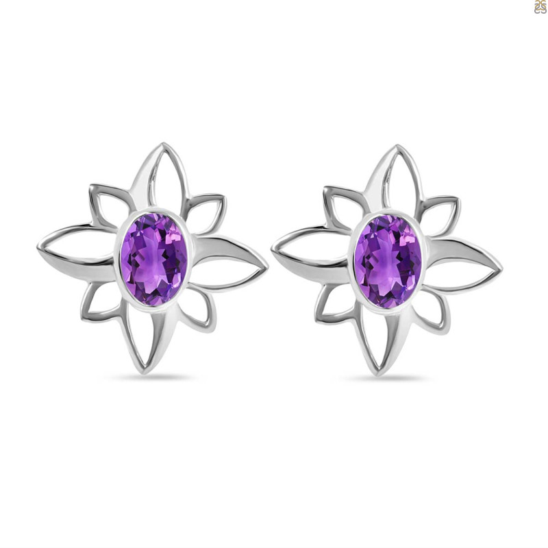 Amethyst Stud Earring AMT-RDE-11.