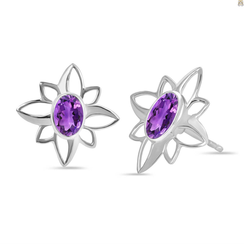 Amethyst Stud Earring