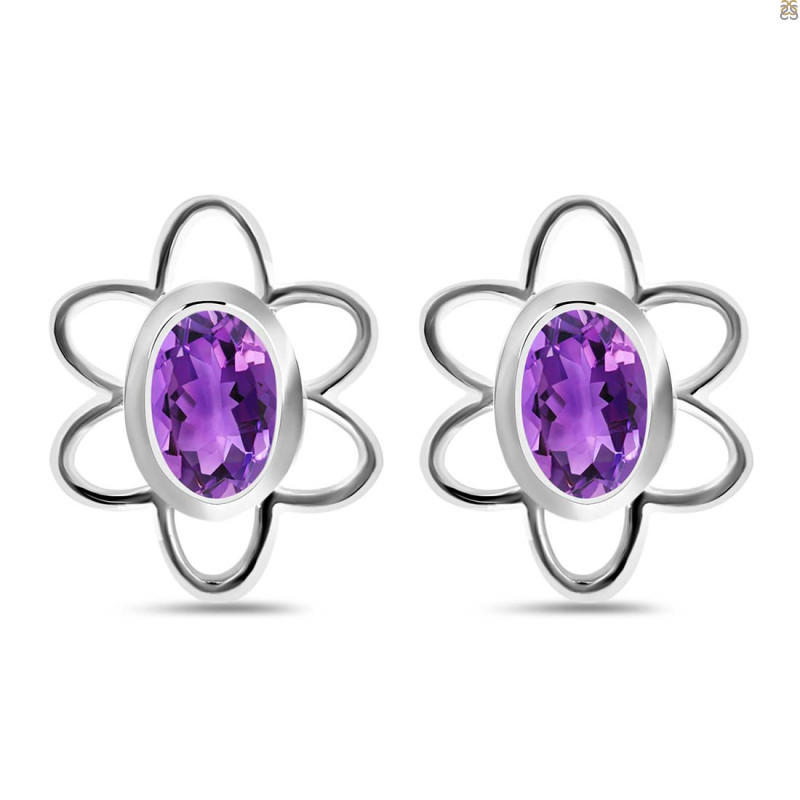 Amethyst Stud Earring AMT-RDE-12.
