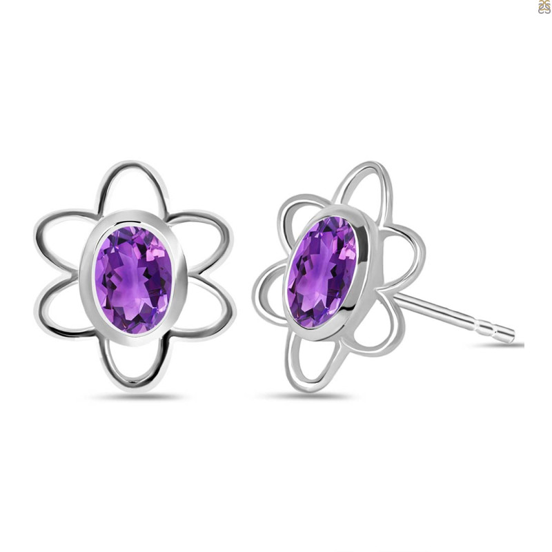 Amethyst Stud Earring