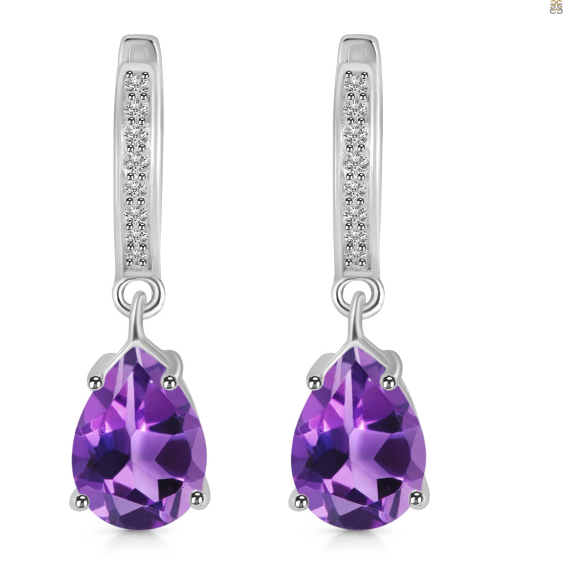 Amethyst & White Topaz Hoop Earring AMT-RDE-1223.