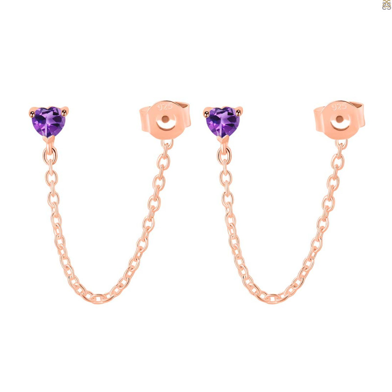 Amethyst Chain Stud Earring AMT-RDE-1235.